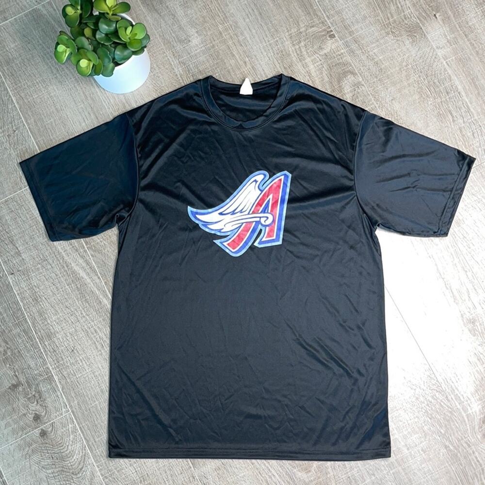 Angels Black Shiny Short Sleeve T-Shirt Men’s Size Large